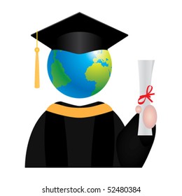 Vector "the world is your oyster!" Graduation Student Icon Concept