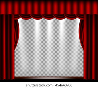 Vector Wide Stage Red Curtain Golden Stock Vector (Royalty Free ...