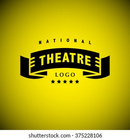 Vector theatre and ballet performance logo curtain isolated on yellow background. Artistic unusual oriental performance insignia. Advertising icon, graphic design, leaflet, flyer and poster elements.