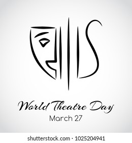 Vector theatre emblem. World theatre day greeting card