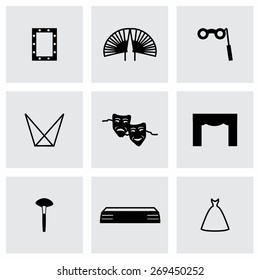 Vector Theatre icon set on grey background