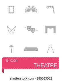 Vector Theatre icon set on grey background