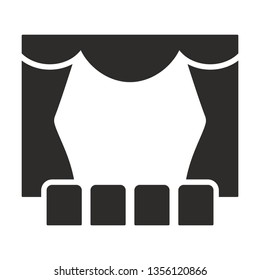 Vector theatre stage icon. Opera monochrome flat symbol isolated. Theater sign, logo illustration.