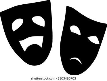 vector theatrical mask black simple icon isolate on white