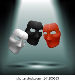 Vector theatrical masks on light background