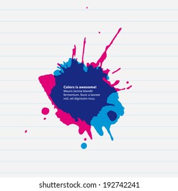 vector thematic template.  Aquarell drop on paper with place for your text.