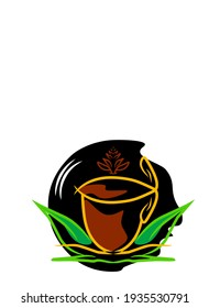 a vector with the theme of coffee cups in combination with elegant leaves and colors to give a special impression. This design is designed for the coffee company logo and icon.