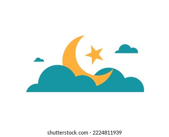 Vector Theme Graphics of Ramadan with White Background Star Moon.