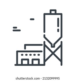 Vector thermal power plant line icon isolated on transparent background.