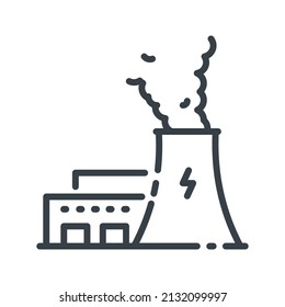 Vector thermal power plant line icon isolated on transparent background.