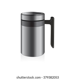 Vector thermo mug, travel mug, thermos isolated on white background