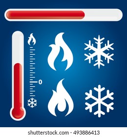 Vector thermometer and air conditioning icons and symbols design