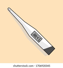 Vector Thermometer, Health Illustration, Body Temperature Gauge.