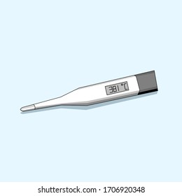 Vector Thermometer, Health Illustration, Body Temperature Gauge.