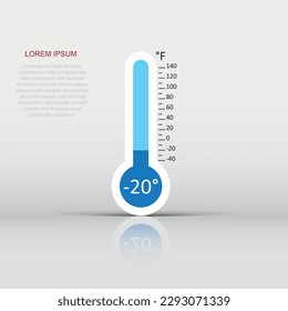 Vector thermometer icon in flat style. Goal sign illustration pictogram. Thermometer business concept.