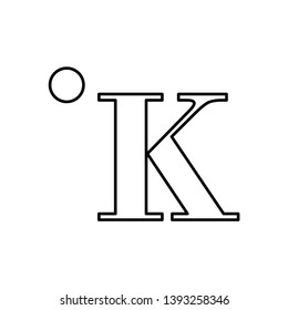Vector Thermometer icon. Kelvin Temperature. Temp. Hot, heat, Cold Cool, Freezing.