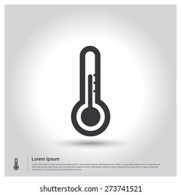 Vector thermometer Icon, pictogram icon on gray background. Vector illustration for web site, mobile application. Simple flat metro design style. Outline Icon. Flat design style