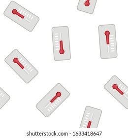 Vector thermometer. Meteorological thermometer red color seamless pattern on a white background.