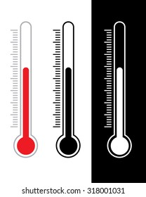 Vector Thermometer Set in Colour, Black and Reverse