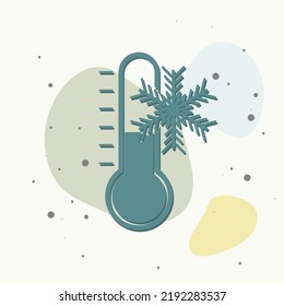 Vector thermometer and snowflake icon. The symbol of the cold on multicolored background. Layers grouped for easy editing illustration. For your design.