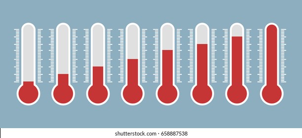 Vector of thermometers at different levels. 