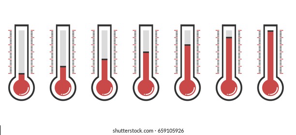 Vector of thermometers at different levels. 