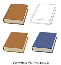 Vector thick brown blue bound book lies on a plane