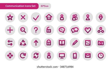 Vector Thick Lines Communications Related Icon Set