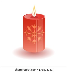 vector thick round kighting candle with snowflake