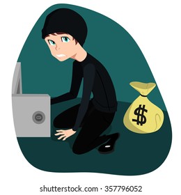 Vector Thief Illustration. Funny Character of Robber