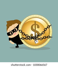 Vector of Thief steal gold coin