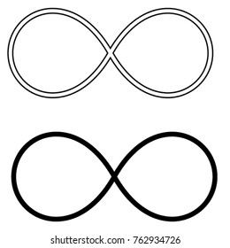 Vector of thin black and white infinity symbol on white, EPS 8, EPS 10