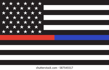 Vector Thin Blue Line & Red Line Police & Fire respect and honor law enforcement Flag