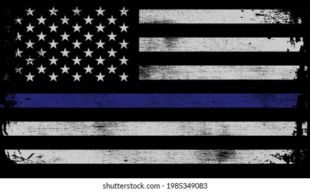 Vector The Thin Blue Line United States Flag Illustration. Black grunge