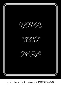 Vector thin frame on black background