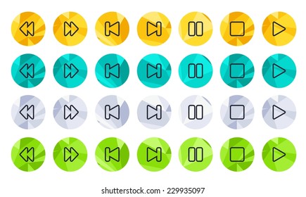Vector thin icon set for music player buttons