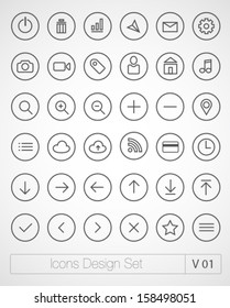 Vector thin icons design set. Moder simple line icons. Ultra thin icons on white background. Volume 1