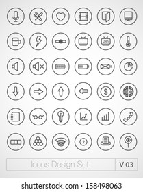 Vector thin icons design set. Moder simple line icons. Ultra thin icons on white background. Volume 3