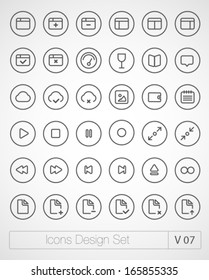 Vector thin icons design set. Moder simple line icons. Material design. Ultra thin icons on white background. Volume 7