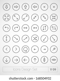 Vector thin icons design set. Arrows. Moder simple line icons. Ultra thin icons on white background. Volume 9