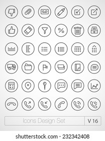 Vector thin icons design set. Moder simple line ios 9 icons. Ultra thin icons on white background. Volume 16