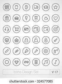 Vector thin icons design set. Modern simple line icons. Ultra thin icons on white background. Volume 17