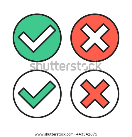 Vector thin line check marks icons set for web and mobile apps. Premium quality. Modern outline flat vector checkmarks isolated on white background