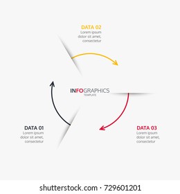 Vector Thin line circle and arrow for infographic.Template for graph, round chart, workflow layout, presentation.Business concept with 3 options, steps.Vector illustration