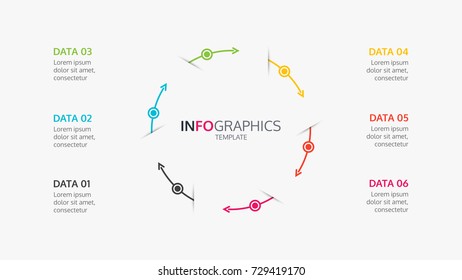 Vector thin line circle infographic. Template for presentation,report. Business concept with 6 options, parts, steps or processes. vector eps10 illustration