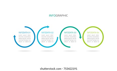 Vector thin line and circles infographic.Business process with arrows line for 4 steps , options.Vector illustration