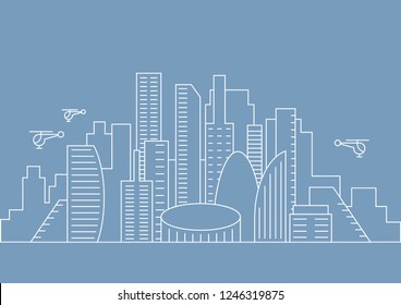 Vector thin line city illustration concept for any use