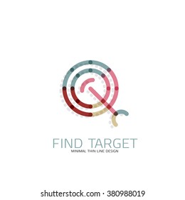 Vector thin line design logo magnifying glass, search and find or zoom logotype concept. Linear minimalistic business icon