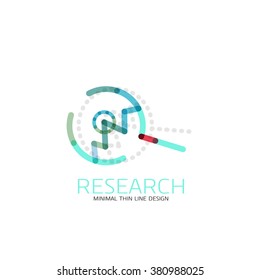 Vector thin line design logo magnifying glass, search and find or zoom logotype concept. Linear minimalistic business icon