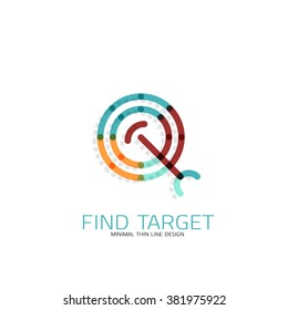 Vektor dünne Linie Design Logo Lupe, Suche und Suche nach oder Zoom Logotype Konzept. Lineares minimalistisches Geschäftssymbol